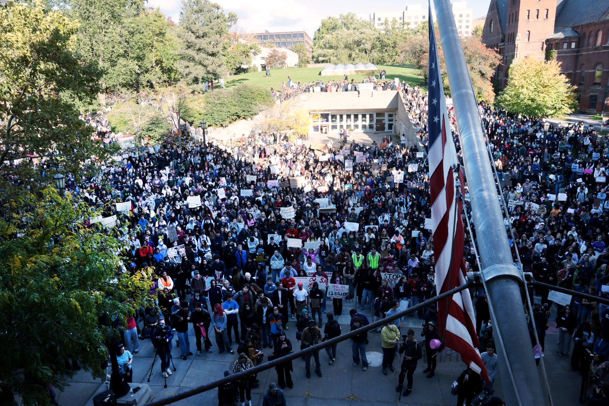 Complex's tweet photo. Thousands of students protest at Cornell.

Students and faculty gathered to protest the university’s handling of sexual assault allegations, calling for policy changes, improved campus police training and stronger support for survivors. https://t.co/m6Rm8q0mNB