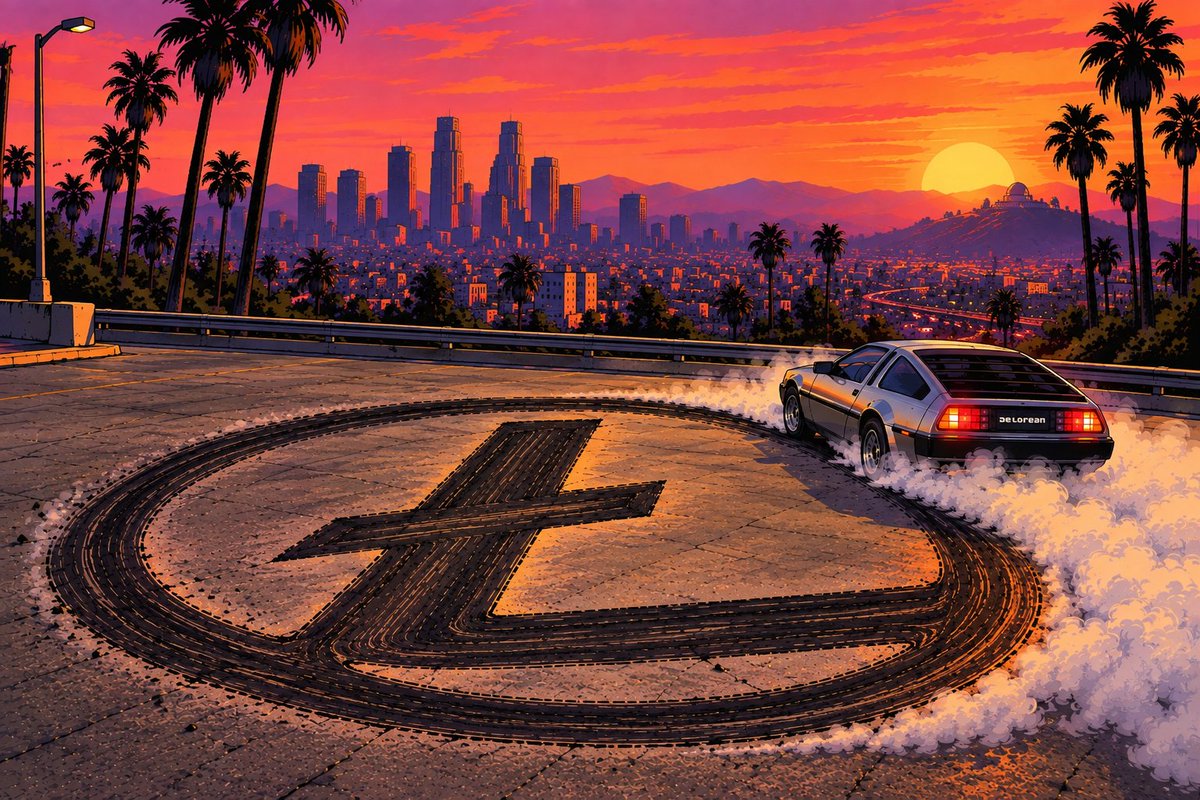 litecoin's tweet photo. DeLorean + Litecoin collab before GTA 6! 
Let's gooooo!

@DeLoreanlabs @deloreanmotorco https://t.co/Z2vgSNGJSs