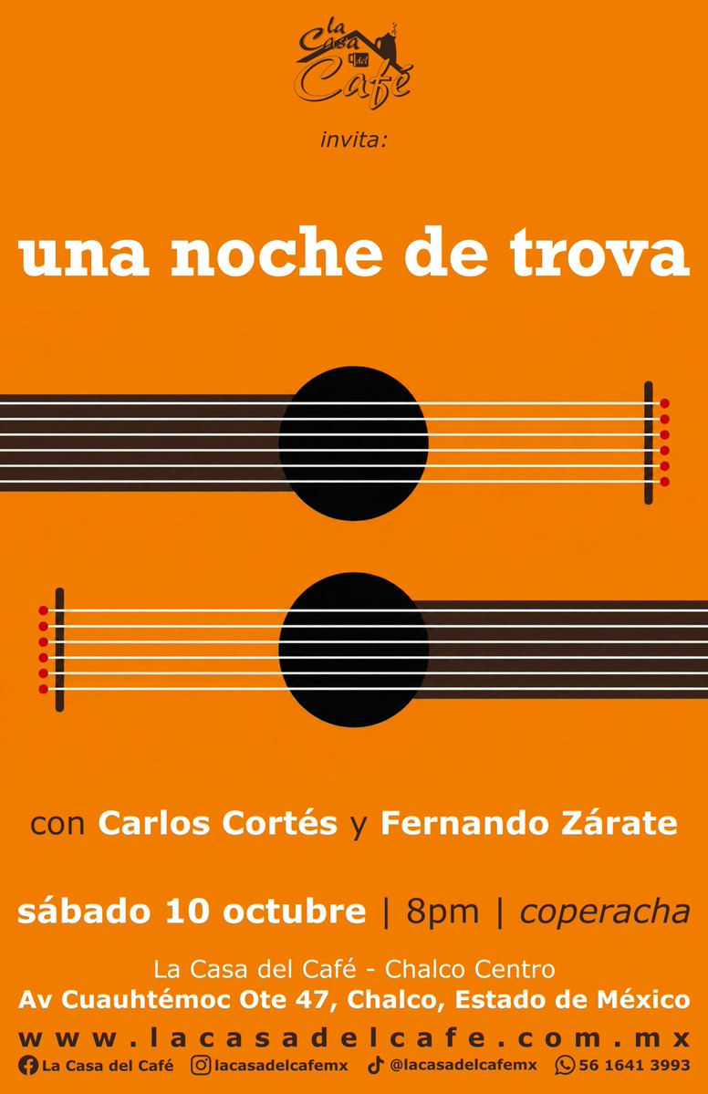 lacasadelcafemx's tweet photo. 🎙️ Una noche de #trova 🎶
sábado 10 octubre | 8pm | #coperacha
@lacasadelcafemx - #Chalco Centro https://t.co/Tn9H2f6QUX