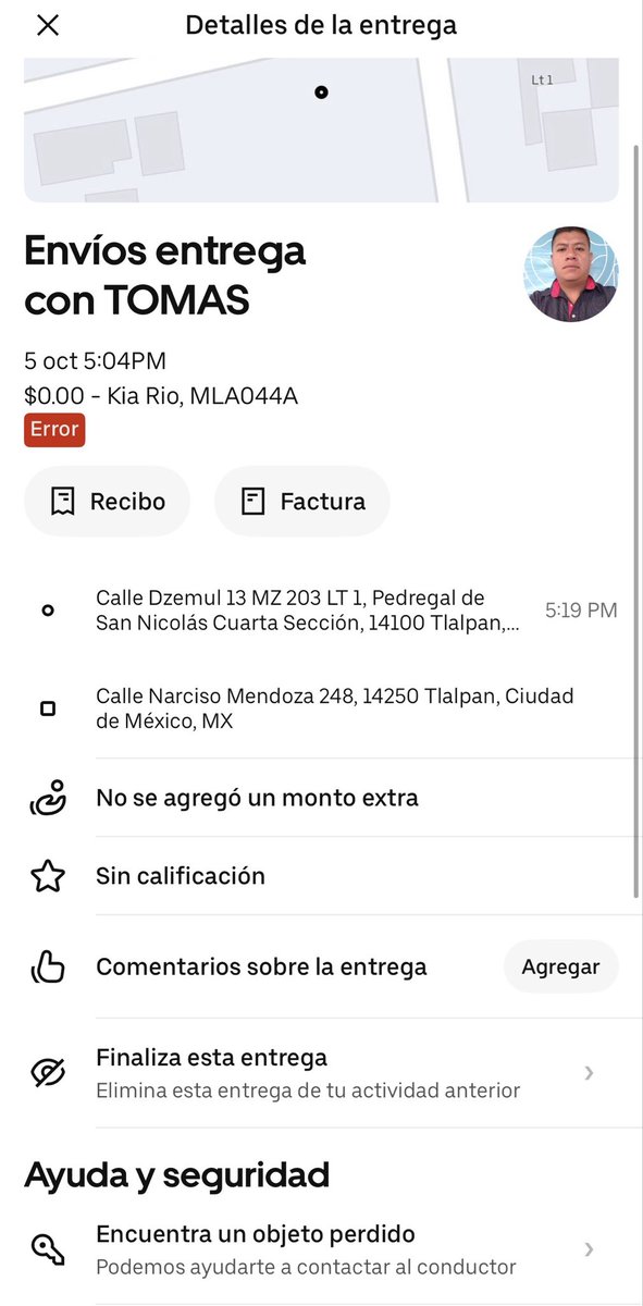 aLEfAB17's tweet photo. @Uber_Support El socio conductor se apropió del paquete, se fue sin entregarlo. Exijo una investigación y el reembolso del costo del artículo no entregado. Tengo la evidencia de que si se lo entregaron. https://t.co/yRTkOBVQEo