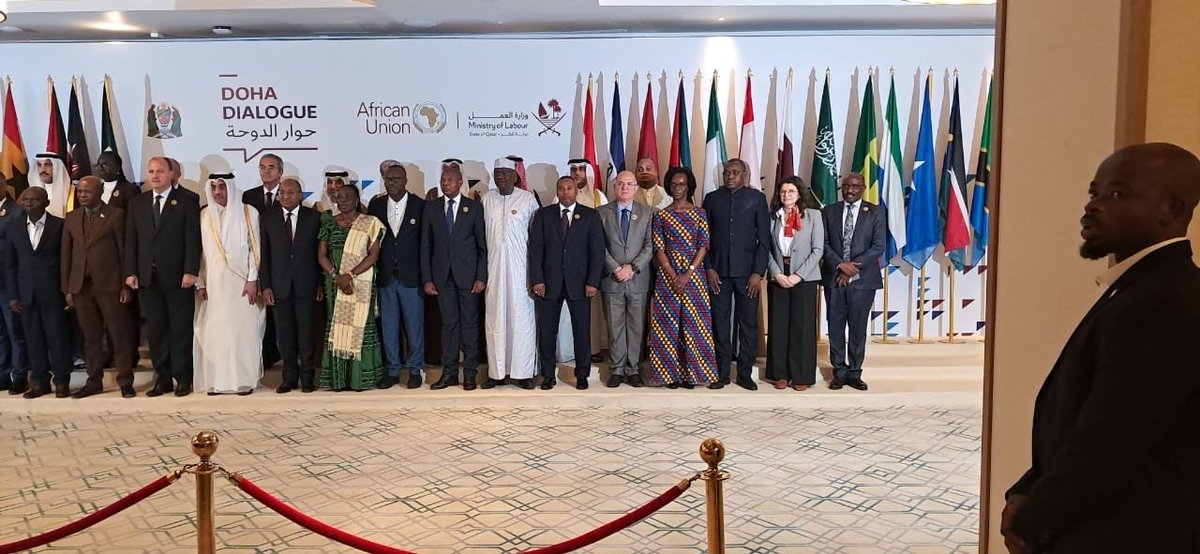 Mglsd_UG's tweet photo. Hon. @simonmulongo , Minister of State for Labour, Employment and Industrial Relations, together with technical officials from @Mglsd_UG is in Dar es Salaam, Tanzania, for the Second Doha Dialogue on Labour Mobility which is organized by the State of Qatar and the African Union (AU) and hosted by Tanzania, the Dialogue brings together AU Member States and GCC+ countries to strengthen cooperation between countries of origin and destination.
The focus? Fair, safe and sustainable pathways for labour mobility.

The Second Doha Dialogue builds on the commitments of the 2024 Doha Declaration, adopted in Doha, Qatar.
Ministers are sharing national experiences and priorities on labour mobility, while African Union Member States have developed a Common African Approach and Recommendations for Doha 2, presented to GCC+ countries for consideration and adoption.

Uganda’s participation reaffirms its commitment to promoting safe and orderly labour mobility, protecting migrant workers’ rights and strengthening international partnerships for decent employment opportunities.
Working together for labour mobility that works for workers, countries of origin and destination countries. 🌍