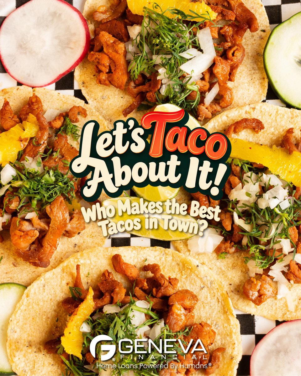 themoneybranch's tweet photo. Letโs taco โbout the best bite in town! ๐ฎ๐ฅ
Who makes the BEST tacos in town? Tag your go-to spot below and tell us what to order! ๐
#NationalTacoDay #LetsTacoBoutIt #SupportLocal #TacoLovers #GenevaFinancial https://t.co/H60qQHTp5p