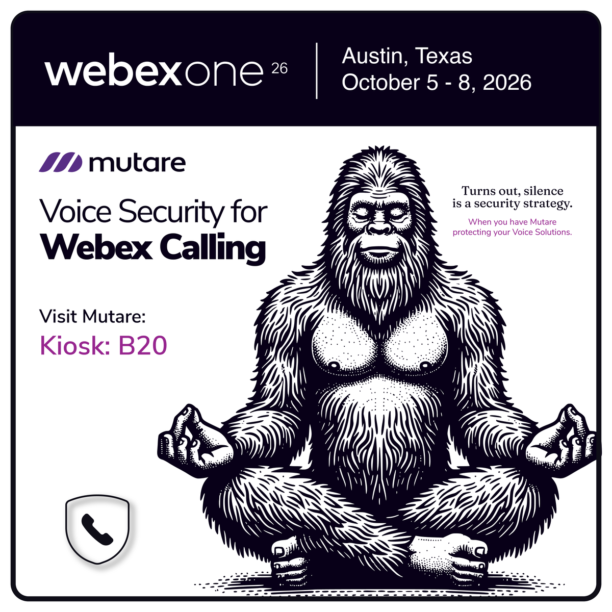 MutareInc's tweet photo. Today is the day. Visit Mutare at #WebexOne26, Kiosk B20. If protecting @Webex Calling is a priority, stop by to see how stronger voice security can help safeguard your organization. #WebexOne #Webex #Cisco #VoiceSecurity #CCaaS #ContactCenter #CX #AI #HybridWork https://t.co/EsrJozqEWQ