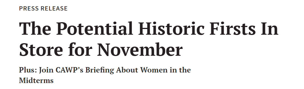 WPLNetwork's tweet photo. 📈 @CAWP_RU has compiled potential milestones and historic firsts for women that could happen ✨ this ✨ Election Day.

Is your community or state on the list? ⬇️

https://t.co/caRMKHWUzZ https://t.co/zW6JXacEvx