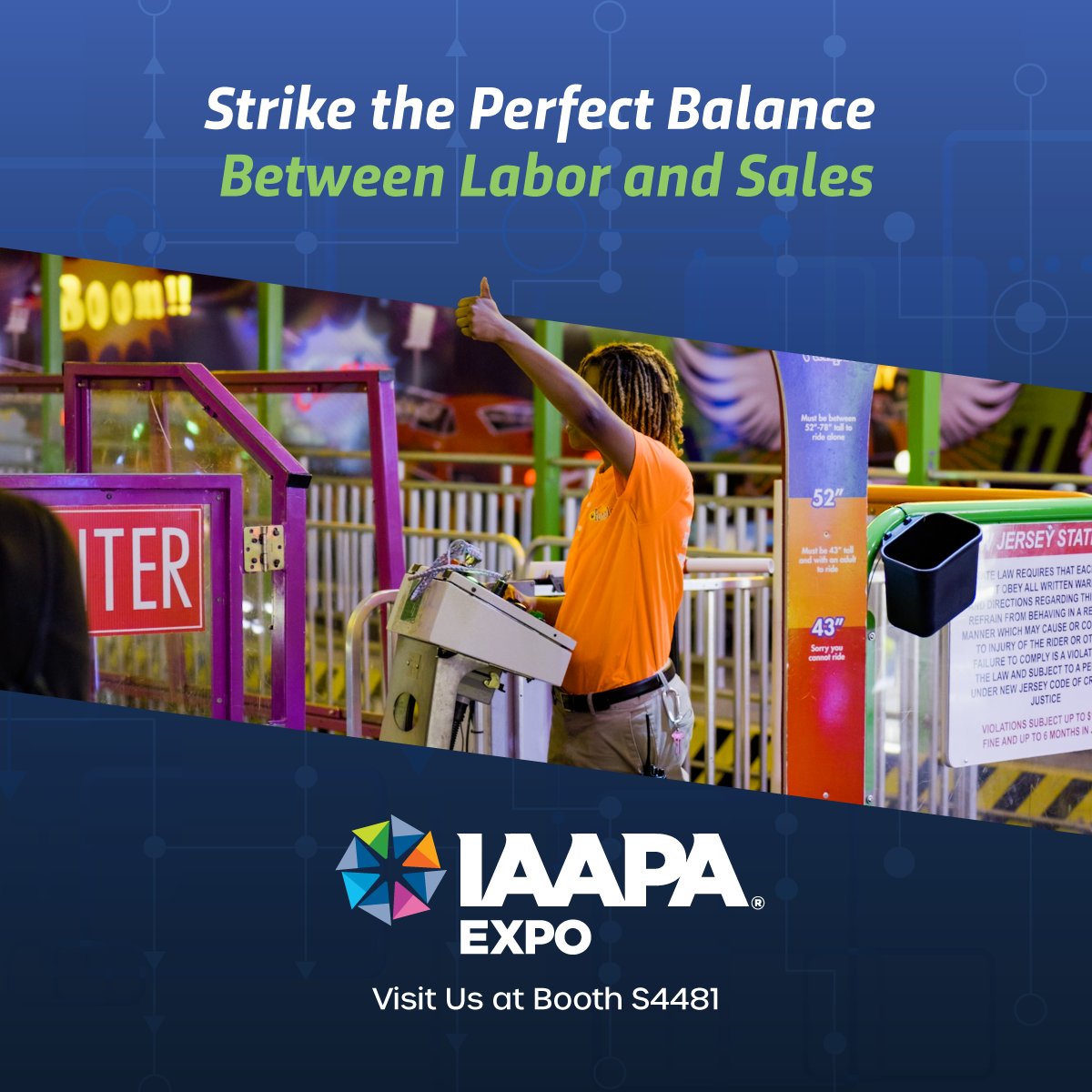 centeredgesoft's tweet photo. One of the biggest challenges you face as an operator is how to strike a careful balance between labor and sales. Visit us at IAAPA Expo Booth S4481 to learn more about how we can help you walk the fine line with ease. https://t.co/Y0yDfTSAK6