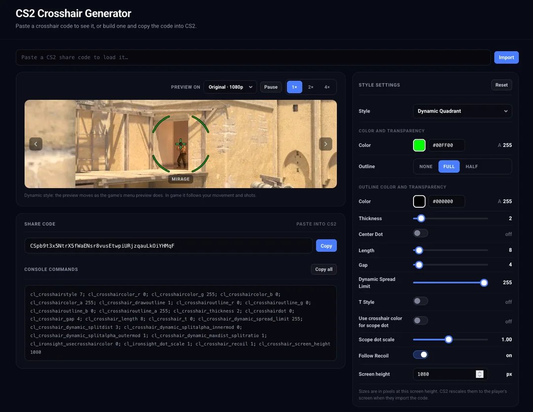 cs2stats's tweet photo. New crosshair generator added to csstats! Contains all of the new settings, new codes and pro crosshairs which are dynamically updated

Generator: https://t.co/FWKrajUYDA
Pros: https://t.co/ibnATOV4Ht https://t.co/rHv0RIyZnB
