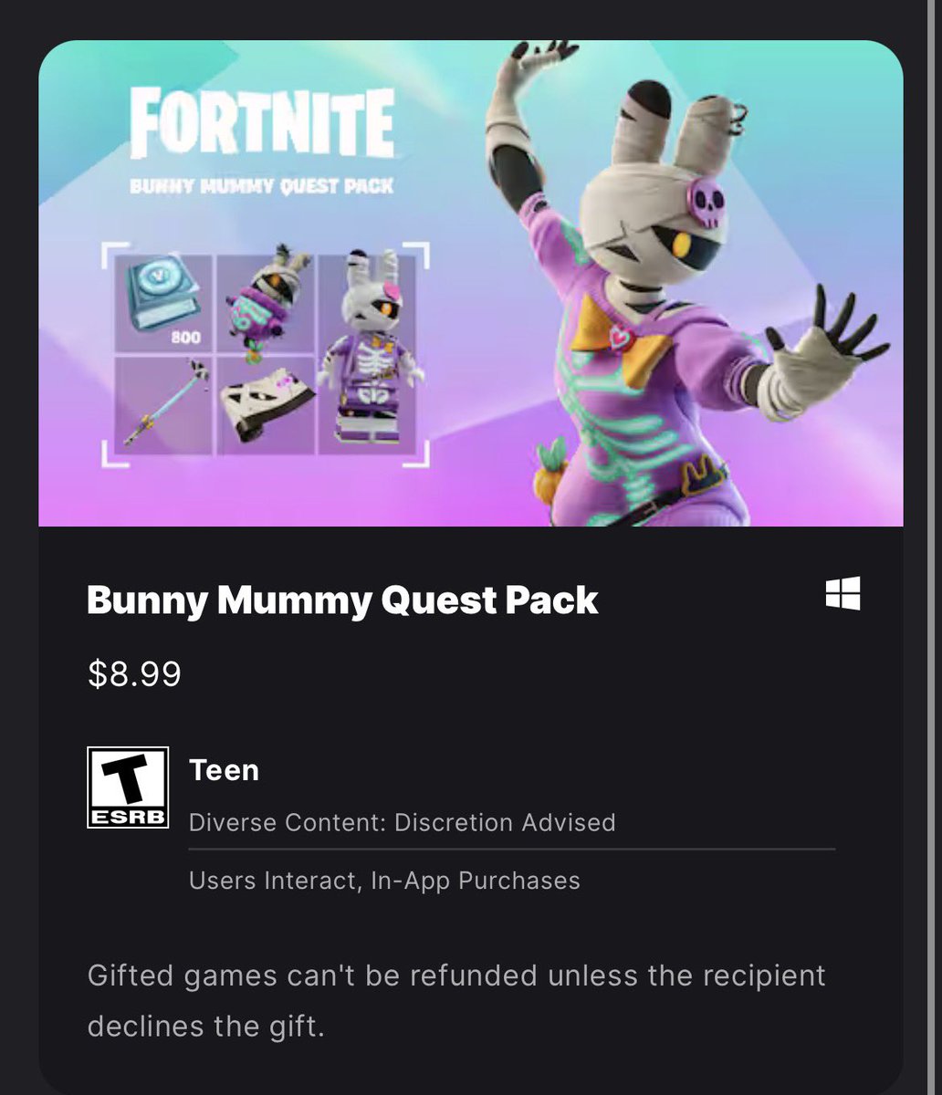 MansuFN's tweet photo. 🐰 Bunny Mummy Giveaway 🐰

Missing the pack for Halloween? I’m giving away one more gift of the bunny mummy Quest pack through the EpicGames Store. ‼️

• Comment Username, Follow, and Retweet. 
Giveaway Ends October 7th 8:00 Pm. ⏰ 🍀•

#Fortnite #FortniteMares 🎃 https://t.co/OGaMfPmtsx