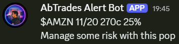 It’s been a great streak of green days inside Discord and we’re maintaining it with $AMZN today 🔥 
 [📷](https://pbs.twimg.com/media/HT9Ny47aoAAgJ9e.png) https