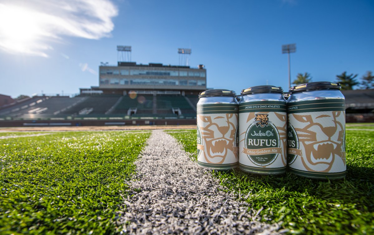 OhioBobcats's tweet photo. 𝙅𝙖𝙘𝙠𝙞𝙚 𝙊’𝙨  🤝  𝙍𝙪𝙛𝙪𝙨

Ohio Athletics and Jackie O’s Brewery introduce Rufus, the first officially licensed Bobcat-branded craft beer.

Rufus will be available in Jackie O's locations and in Peden Stadium throughout October while supplies last. Statewide distribution with Cavalier Distributing begins November 2.  

🔗 https://t.co/NmRC5w3XXY

#OUohyeah