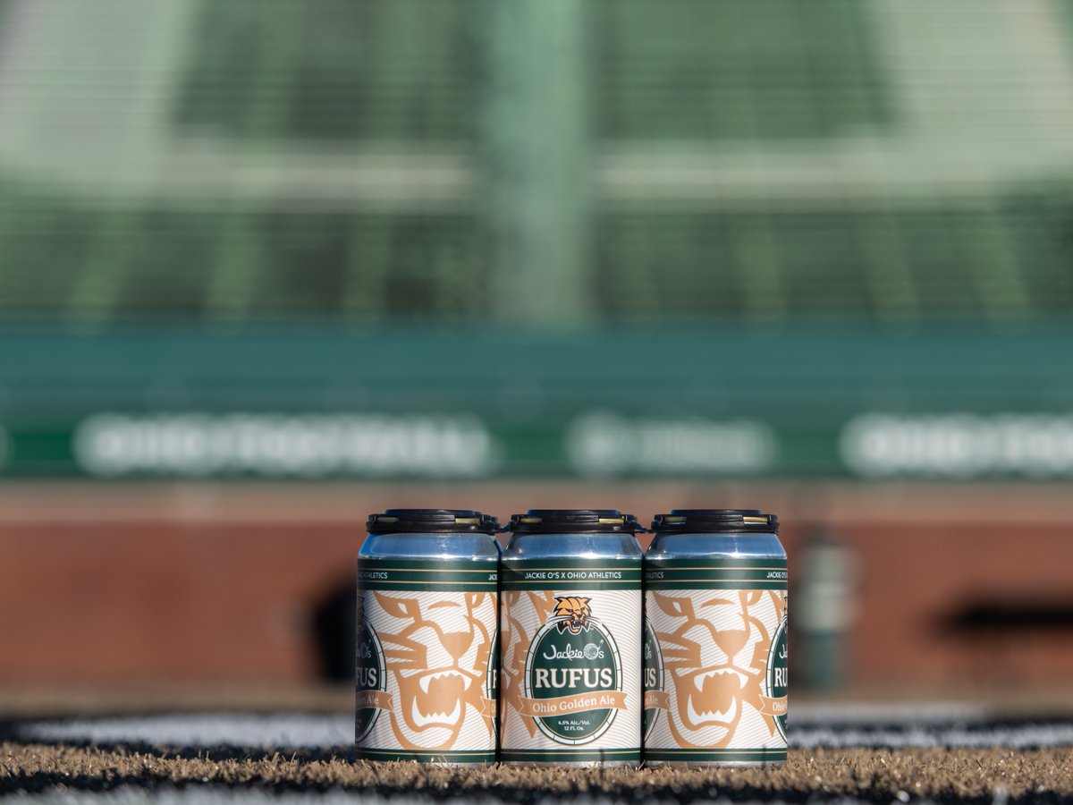 OhioBobcats's tweet photo. 𝙅𝙖𝙘𝙠𝙞𝙚 𝙊’𝙨  🤝  𝙍𝙪𝙛𝙪𝙨

Ohio Athletics and Jackie O’s Brewery introduce Rufus, the first officially licensed Bobcat-branded craft beer.

Rufus will be available in Jackie O's locations and in Peden Stadium throughout October while supplies last. Statewide distribution with Cavalier Distributing begins November 2.  

🔗 https://t.co/NmRC5w3XXY

#OUohyeah