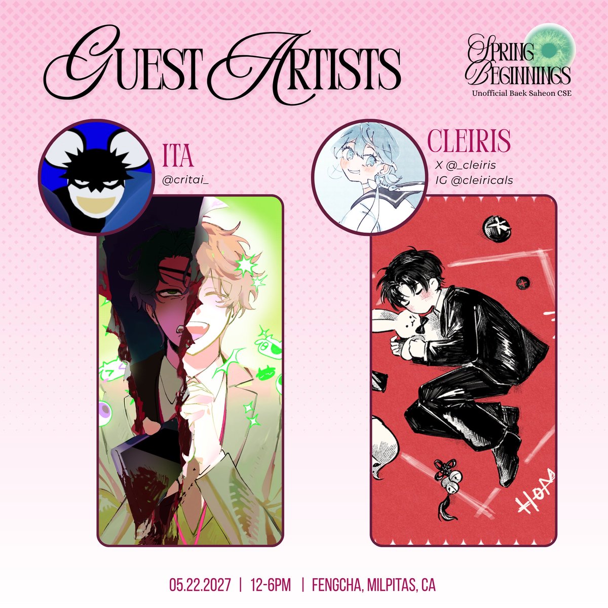 BSHspringbegins's tweet photo. GUESTS INTRODUCTION! °❀.ೃ࿔  

Feeling lonely? That’s can’t be! We can’t have sadness or loneliness here at this grand festival. Let us ask @critai_ and @_cleiris on how we can make those feelings go away!

#괴담출근 #GSGW #GDCD https://t.co/Jc8Xw8cDE9