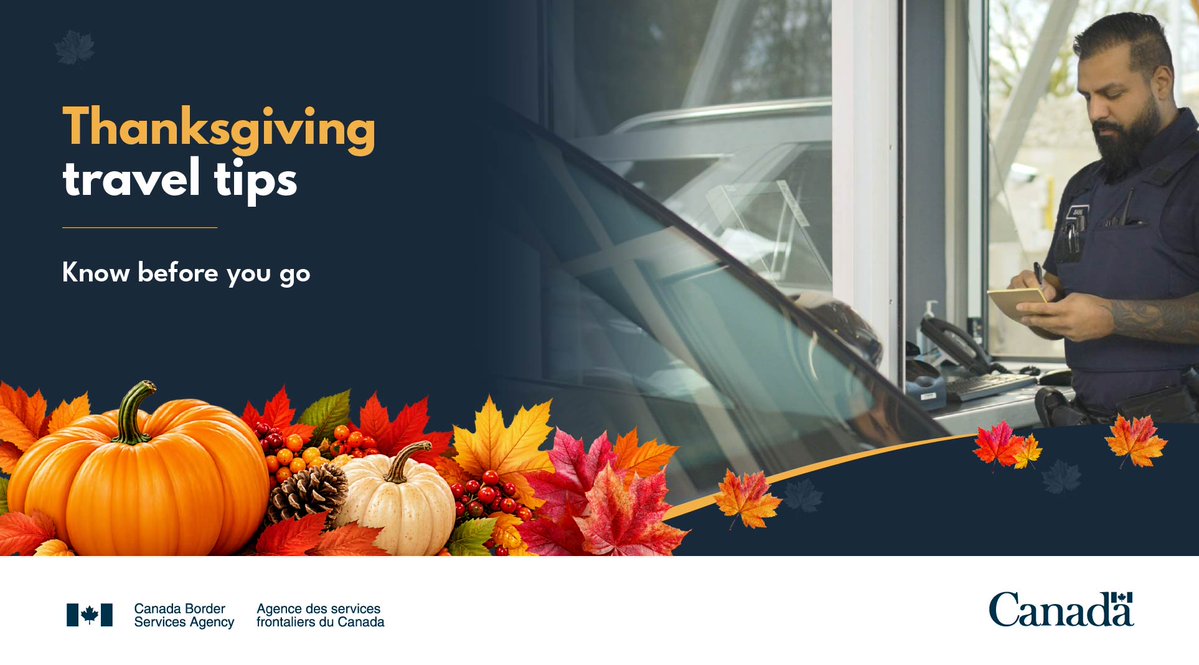 CanBorder's tweet photo. Turkey? Planned.
Long weekend fun? Planned.
Crossing the border? Plan that too.

If you’re travelling to Canada this Thanksgiving long weekend, check out our travel tips to help make your trip smoother. 

Learn more: https://t.co/TokuRwrUW8 https://t.co/wCYREddtLG
