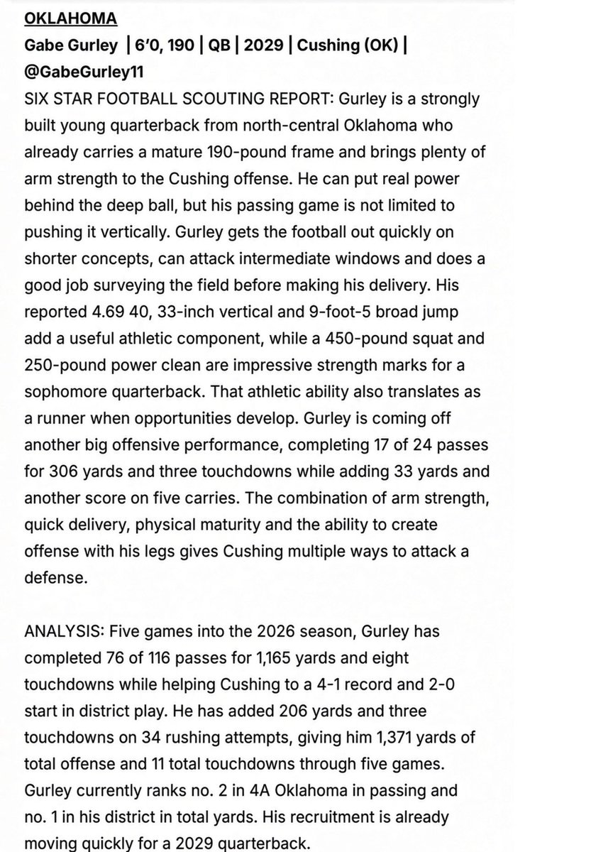 GabeGurley11's tweet photo. Thanks @sixstarfootball for the write up on me and my teammate @Lanesimpson716. 7-11 is always open! We are just getting started! #2KINDS 

@mfarrellsports @Topsiswear @PrepRedzoneOK @coleman_key @ThrowItDeep @chisholm_scott @CushTIGERSFB @DouthitJaxon https://t.co/CdL2xDSkYD