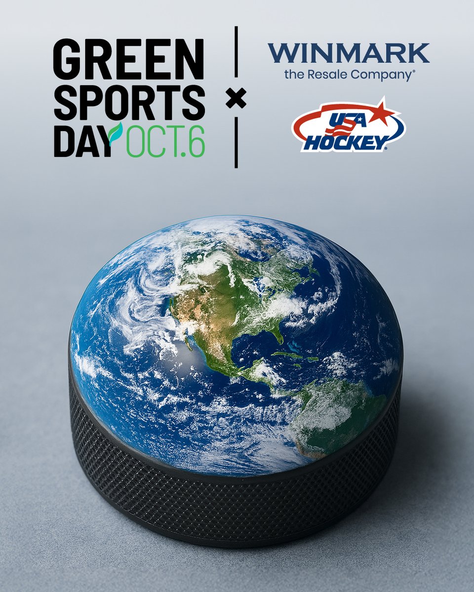 usahockey's tweet photo. Drop the puck on #GreenSportsDay! Play It Again Sports, a @WinmarkResale brand, gives hockey gear a second shot — making the sport we love more affordable, more accessible, and more sustainable. Good for the game. Good for the planet. https://t.co/seTrVGkuSU