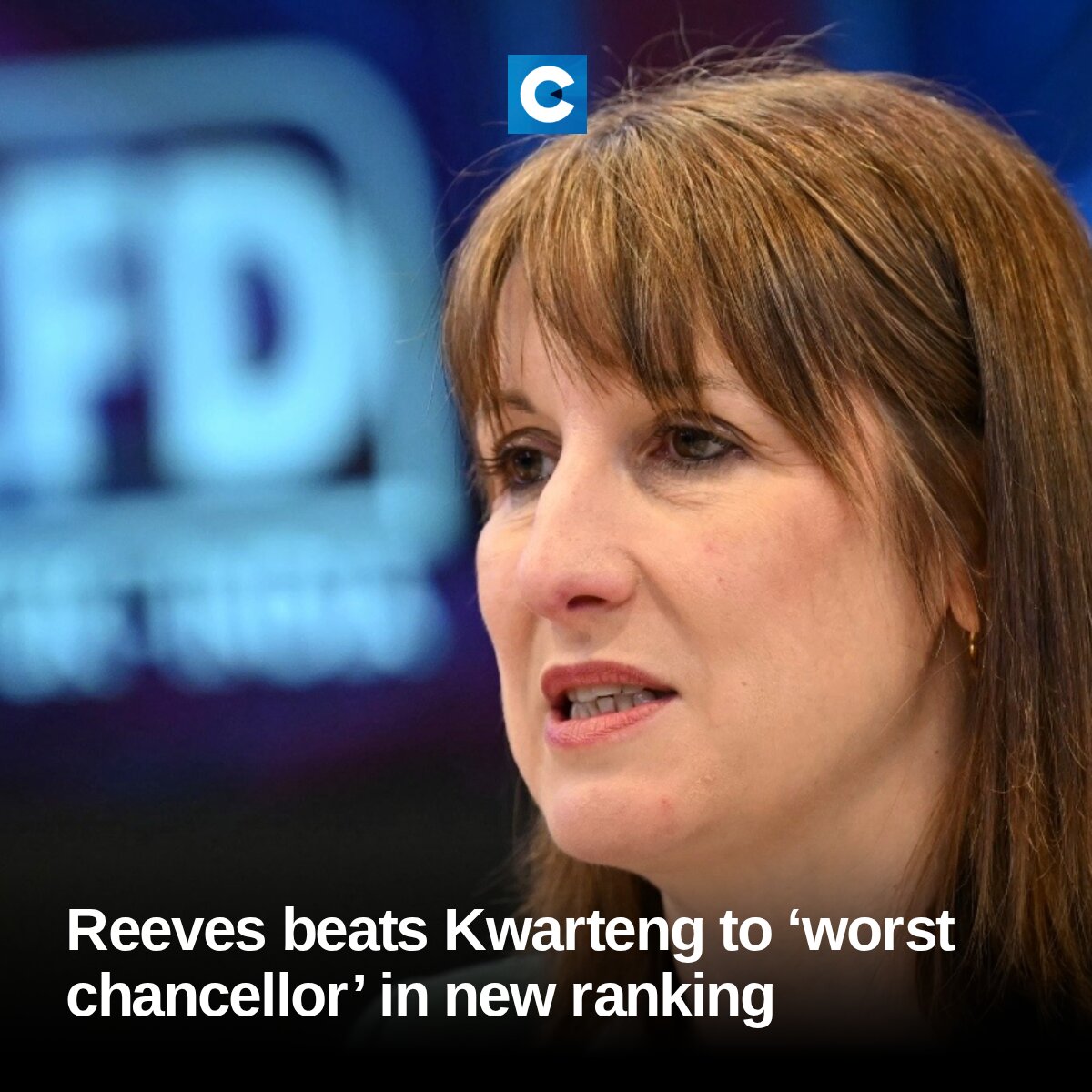 CityAM's tweet photo. Just months after her exit from Number 11, Rachel Reeves has been given the dubious honour of being voted “worst chancellor”, in a new survey. https://t.co/M7JSzzaH5s