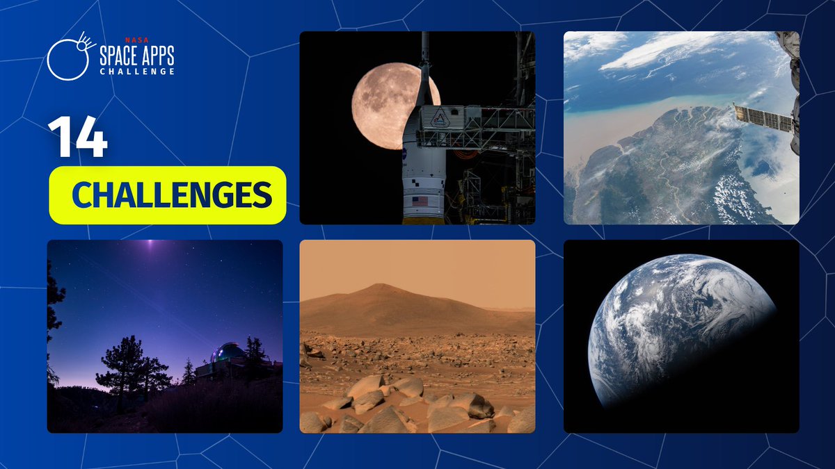 NASA_Marshall's tweet photo. NASA @SpaceApps offers opportunities for anyone with an interest in space and science to address real-world challenges through an annual hackathon. This year's event is Nov. 14-15.

Choose from 14 challenges and join or create a #SpaceApps team today: https://t.co/240kpN46mi https://t.co/kZKyr0Pa8B