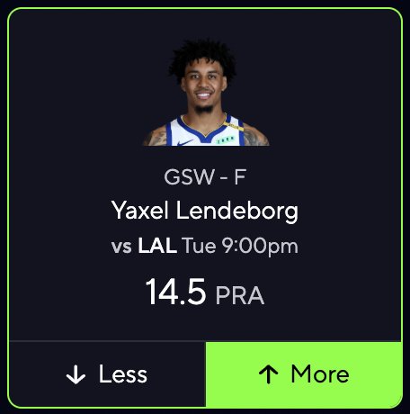 aimcdlgolf's tweet photo. 🏀 Yaxel Lendeborg O 14.5 PRA

I really liked this kid through Summer League and now we're seeing him against NBA players. 

The Warriors really want to make him a big part of the team, not just some fringe player. Kerr wants him to be aggressive on offense. https://t.co/t2sx2XCS25