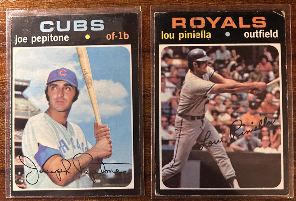 Cardbizon's tweet photo. Pepitone and Pinella from 1971.  4 championships, 4 all stars and a ROY between them.  Not to mention Joe's Seinfeld fame. https://t.co/zhvat698hP