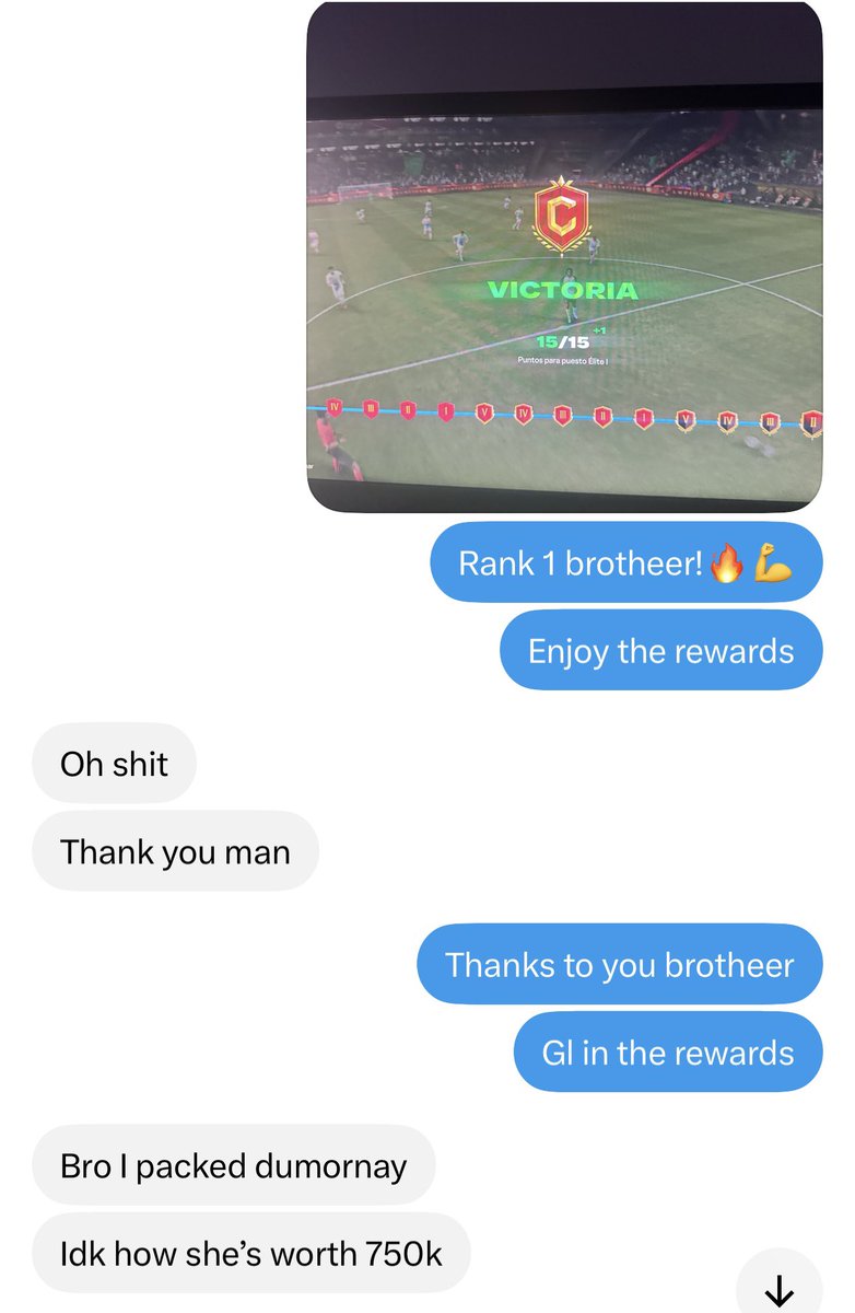 FutServicePro's tweet photo. Post-weekend recap ✅

Multiple Rank 1 finishes delivered, 15-0 runs completed and some crazy rewards secured for our clients 👀🔥

One client got around 300k coins + packs, another packed Dumornay worth 750k 😮‍💨

Happy customers, elite results, zero stress.

#EAFC27 #FUTChamps https://t.co/Z9XNaquOeD