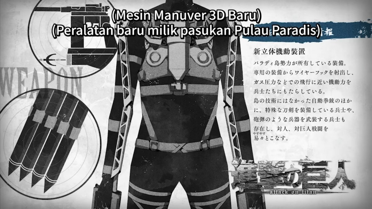 w_lance_'s tweet photo. as a firearms addict, gwe suka evolusi dari perangkat ODM ini dari yang jamannya ODM Kenny; cuma bisa ngelontarin lusinan proyektil selayaknya senapan musketeer/shotgun ke ODM yang bisa gotong hampir selusin tombak petir+handgun semi-otomatis buat personnel kill. Thanks Hange Zoe https://t.co/yzfUd5XaX0