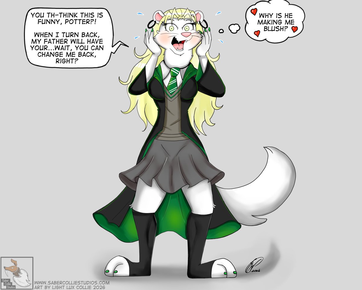lightluxcollie's tweet photo. I did the thing. 

Commission done for Faros. 
#art #cartoon #toon #cartoonart #lightluxcollie #sabercolliestudios #Malfoy #Malfoid #ferret https://t.co/J9buZ75mlO