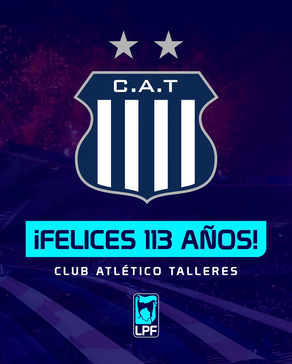 LigaAFA's tweet photo. 🎉 ¡A celebrar, Matadores! La #LigaProfesional saluda a @CATalleresdecba en un nuevo aniversario. https://t.co/q2Srl1S7mx
