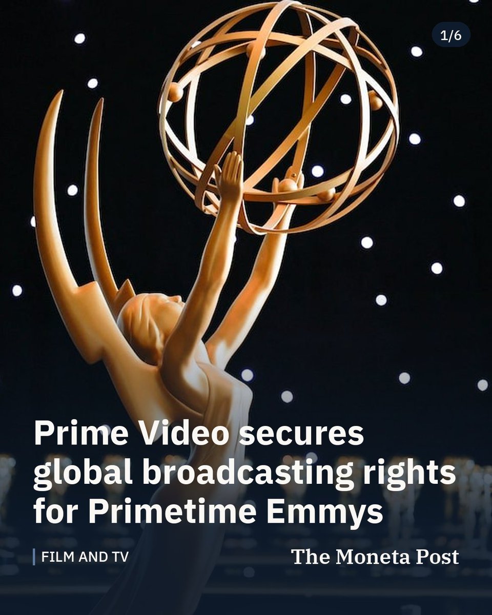 TheMonetaPost's tweet photo. Prime Video secures global broadcasting rights for Primetime Emmys

Amazon agreement ends a 31-year rotation system, moving the ceremony to streaming for the first time starting in 2027.

#entertainment #culture #primevideo https://t.co/PlYoBfMHKF
