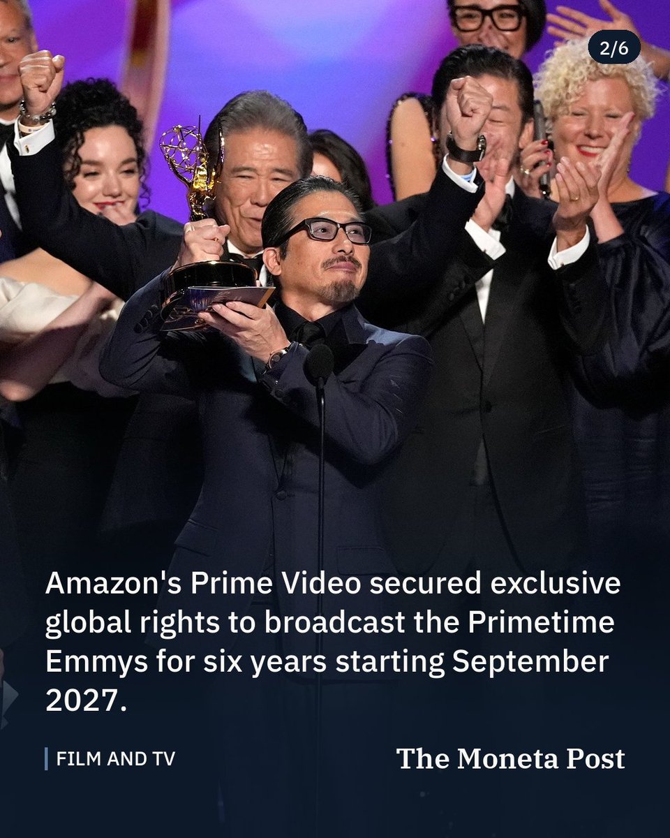 TheMonetaPost's tweet photo. Prime Video secures global broadcasting rights for Primetime Emmys

Amazon agreement ends a 31-year rotation system, moving the ceremony to streaming for the first time starting in 2027.

#entertainment #culture #primevideo https://t.co/PlYoBfMHKF