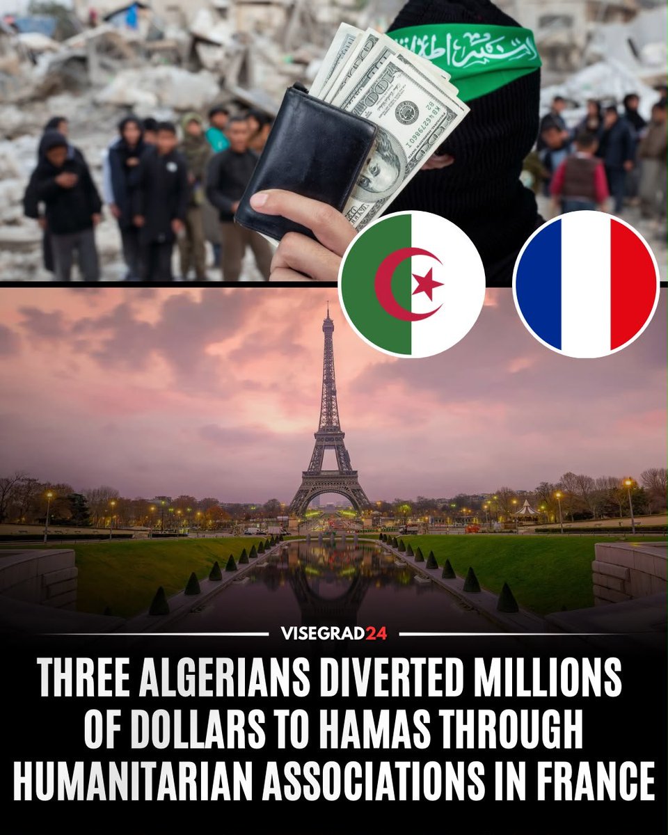 visegrad24's tweet photo. Three French-Algerians linked to humanitarian associations have been charged with financing a terrorist organization after investigators revealed that millions of dollars collected under the banner of humanitarian aid for Gaza were diverted to Hamas.

Brothers Faouzi Barika, 35, and Nordine Barika are among those charged. Faouzi co-founded Baraka, a humanitarian association established in 2023 and based in Saint-André-de-Cubzac, near Bordeaux, which describes itself as providing humanitarian aid to civilians in Gaza.

Amel Oualid, 39, president of the Saint-Étienne-based association Ensemble C Mieux, was also charged in Paris. U.S. authorities say she helped collect more than $2 million that ultimately benefited Hamas.

The cases followed information supplied by U.S. authorities to France.
