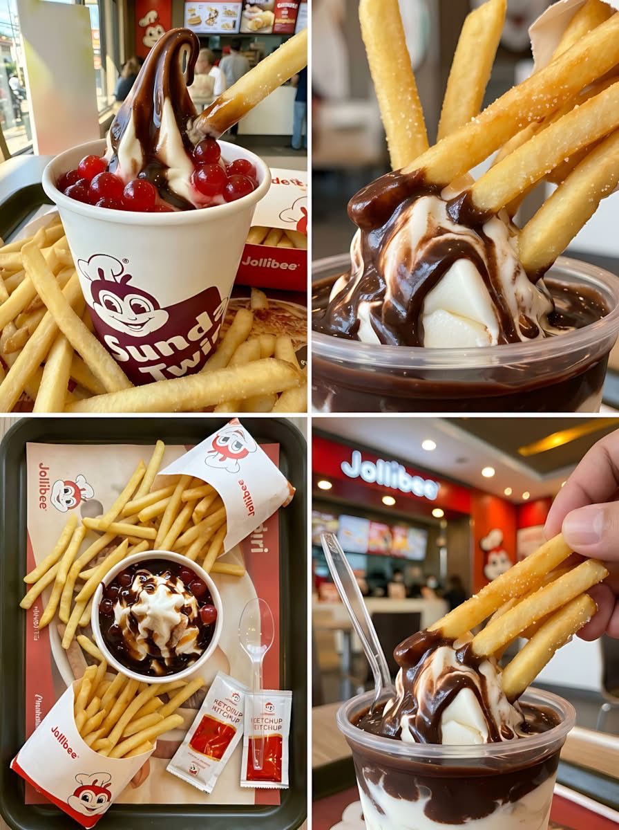 Louisb_crypto's tweet photo. Jollibee chiều thứ 4. 

Sundae chảy sốt, khoai tây vàng giòn, chấm một cái là dính. Ngon đến mức quên đang xế. 

Một ly hay một khay mới đã? 🍟🍦
#jollibee #chieuthu4 #xechieu https://t.co/7hHjn5yveC