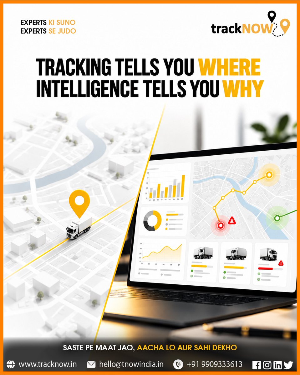 trackNOW_in's tweet photo. Tracking shows your fleet's location. Intelligence shows the story behind every journey. 📍📊
Don't settle for basic tracking. Upgrade to fleet intelligence.
DM us today for a live demo.
#trackNOW #FleetIntelligence #GPSTracking #FleetManagement #LogisticsTechnology https://t.co/Lxh4p1g8S5