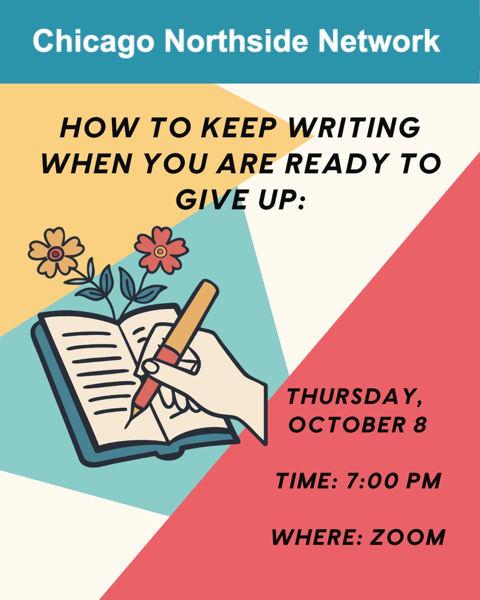 SCBWI_IL's tweet photo. How to Keep Writing When You are Ready to Give Up.

Join us for an encouraging discussion and practical strategies to help you keep writing.

When: Thursday, October 8

Time: 7:00 PM

Where: Zoom

Look for Zoom link on our website:
https://t.co/uYGGZCqxmo https://t.co/FbzH348q5i