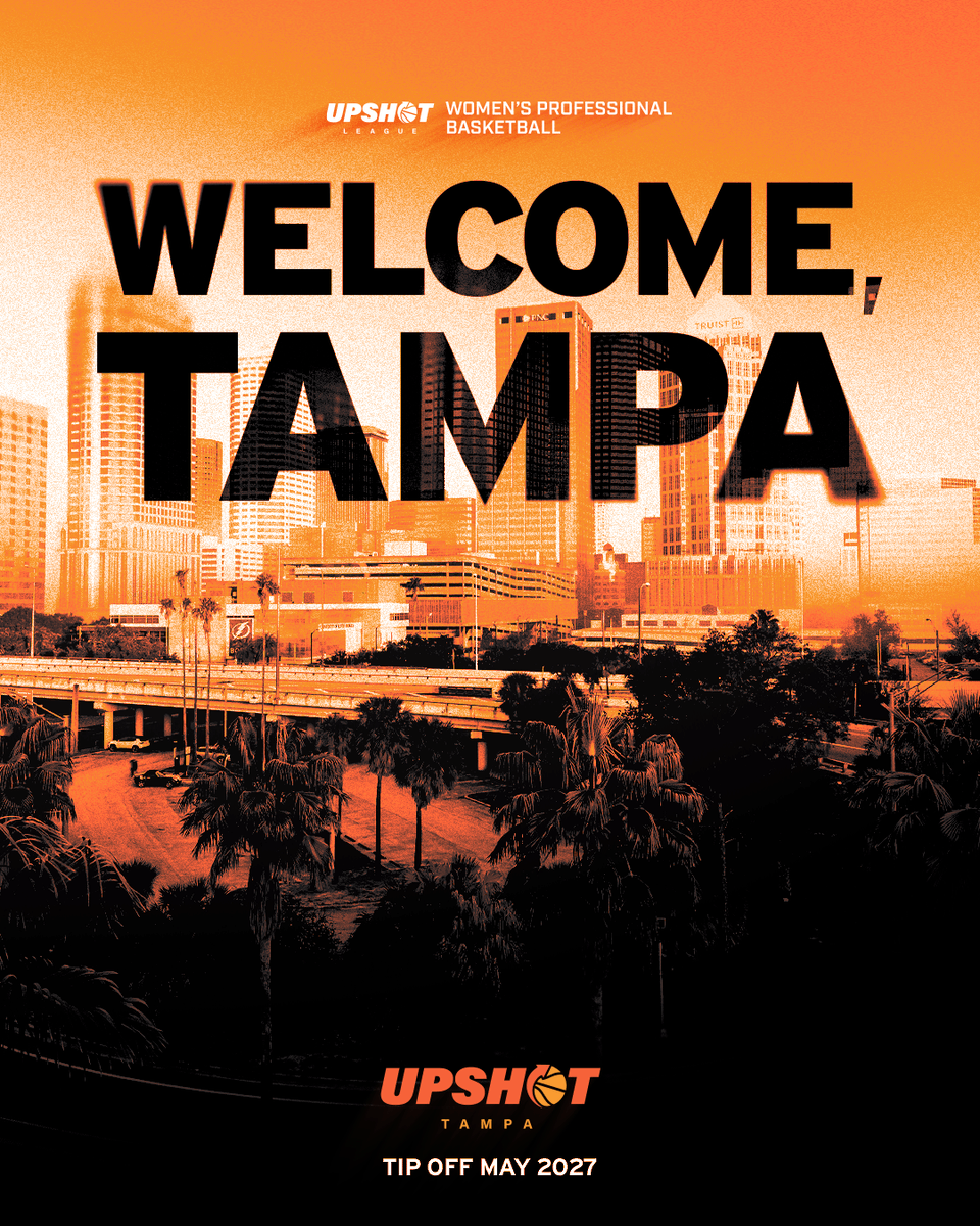 upshotleague's tweet photo. Welcome UPSHOT Tampa, the newest team to the league!

Tip Off May 2027.

https://t.co/6rQMlbuAe9 https://t.co/WI0W5J5WSf
