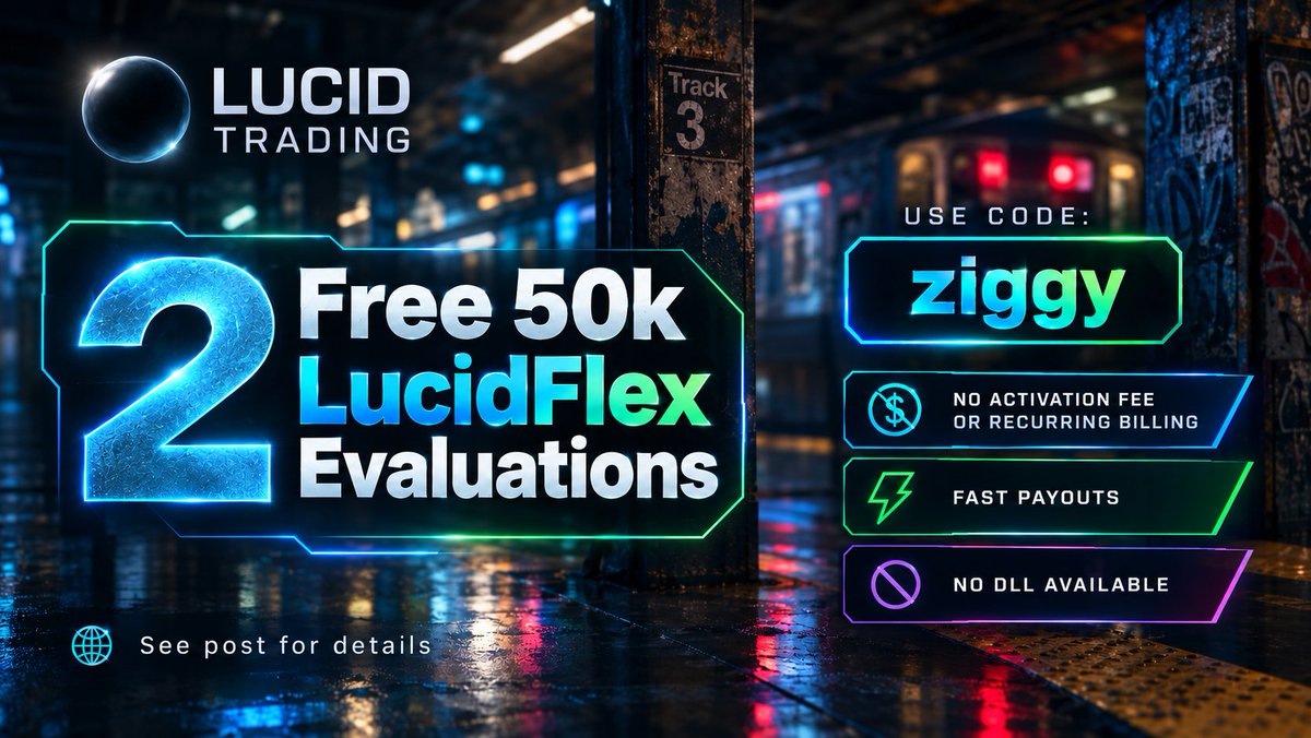 ZigsOnTheBid's tweet photo. Time for another giveaway, get in here

2 x 50k LucidFlex evaluations

To enter:
- Like and repost this post
- Drop a comment
- Check the FAQ to ensure your country is not restricted: https://t.co/2xjnrQX3mj

Winners announced Friday

Use code: ziggy to save on all accounts.