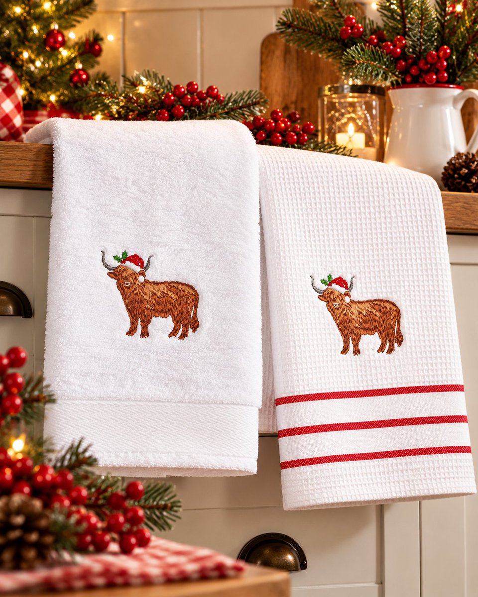 In4aDig's tweet photo. 🐮🎄 Even the Highland Cows are getting ready for Christmas!
Add some Scottish festive charm with the Peggy Wilkins Christmas Cow Collection — guest towel, hand towel &amp; tea towel.
A lovely little gift for Highland Cow fans! 🎁❤️
#PeggyWilkins #HighlandCow #In4aDig https://t.co/06vGMSlQAh