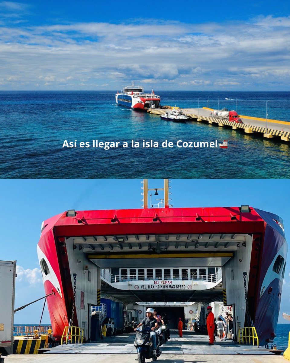 TransCaribe's tweet photo. ✨ Así comienza tu aventura en Cozumel: embarca, relájate, disfruta el recorrido y prepárate para descubrir la isla🚢🚗🏝️ https://t.co/hvbTLM31LV