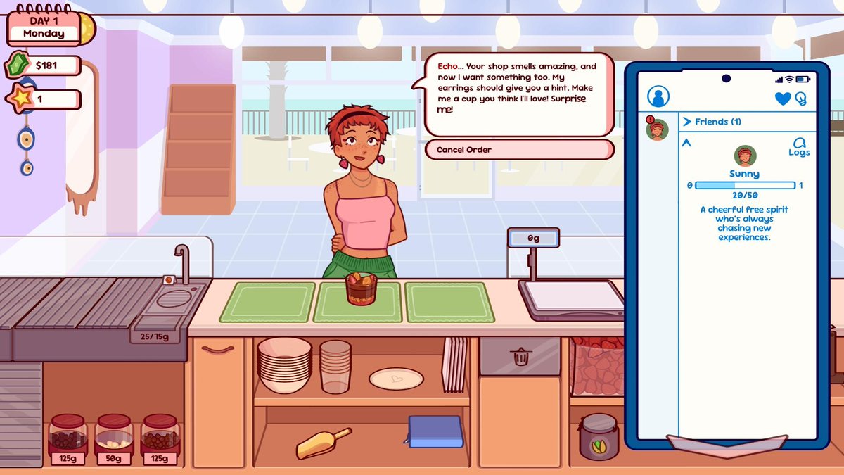 rogueducknet's tweet photo. Serve sweet treats and meet the locals 🍫 Play Steam Next Fest demo