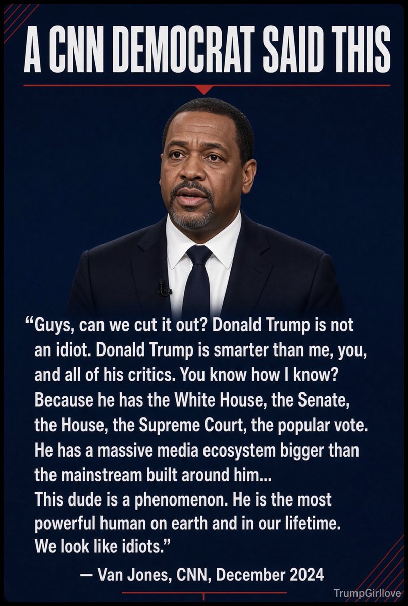 NotMyPost3's tweet photo. @EricLDaugh Don’t care for Van Jones or CNN but even he can see that Trump is brilliant and naysayers sound like fools! https://t.co/RP0pzLML9d