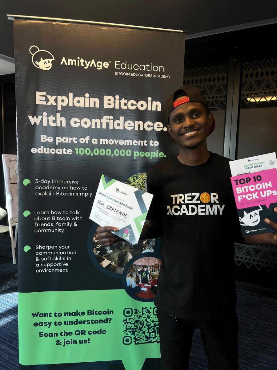simatende_paul's tweet photo. One big takeaway from the Bitcoin Educators Academy:

Knowing Bitcoin is one thing. Explaining it simply is another.

I’m leaving with a lot to practice and improve.

Grateful for the experience. 🇿🇲

@dusan_matuska @FederMarek @AmityAge @Trezor @HRF @BitcoinZambia https://t.co/967uiLH46E