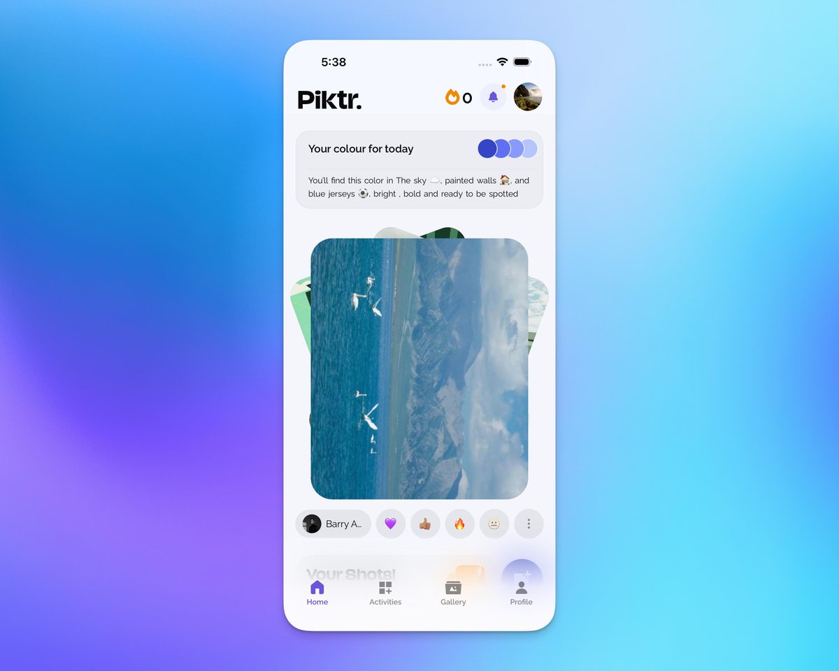 _lins_n's tweet photo. I have a few people using Piktr. 🔥
I added colour suggestions to help users find the colour of the day.

It pushed the upload button downwards. On some phones it gets completely hidden.

I knew had to make changes when someone asked how to upload images 😅.

Here's the refresh. https://t.co/R7yRp2PUjY