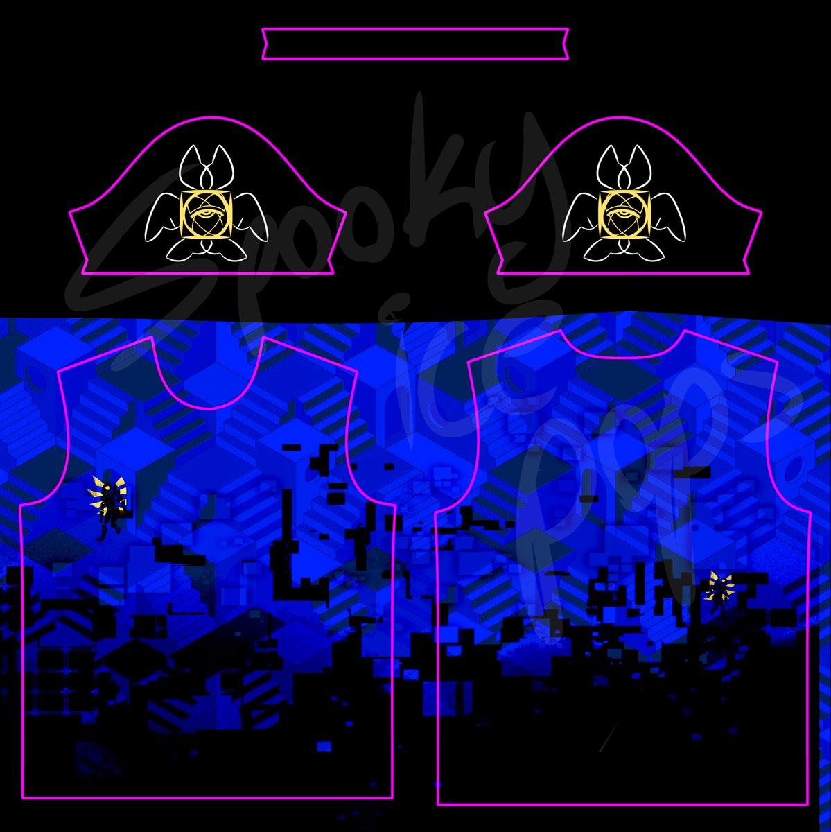 spookyicepops's tweet photo. #ULTRAKILL hey guys idk about your game but my boyfriend likes it so I designed this fraud based MC esher themed shirt for him but like.. I need opinions, is it good? https://t.co/t1x3mHPRIr