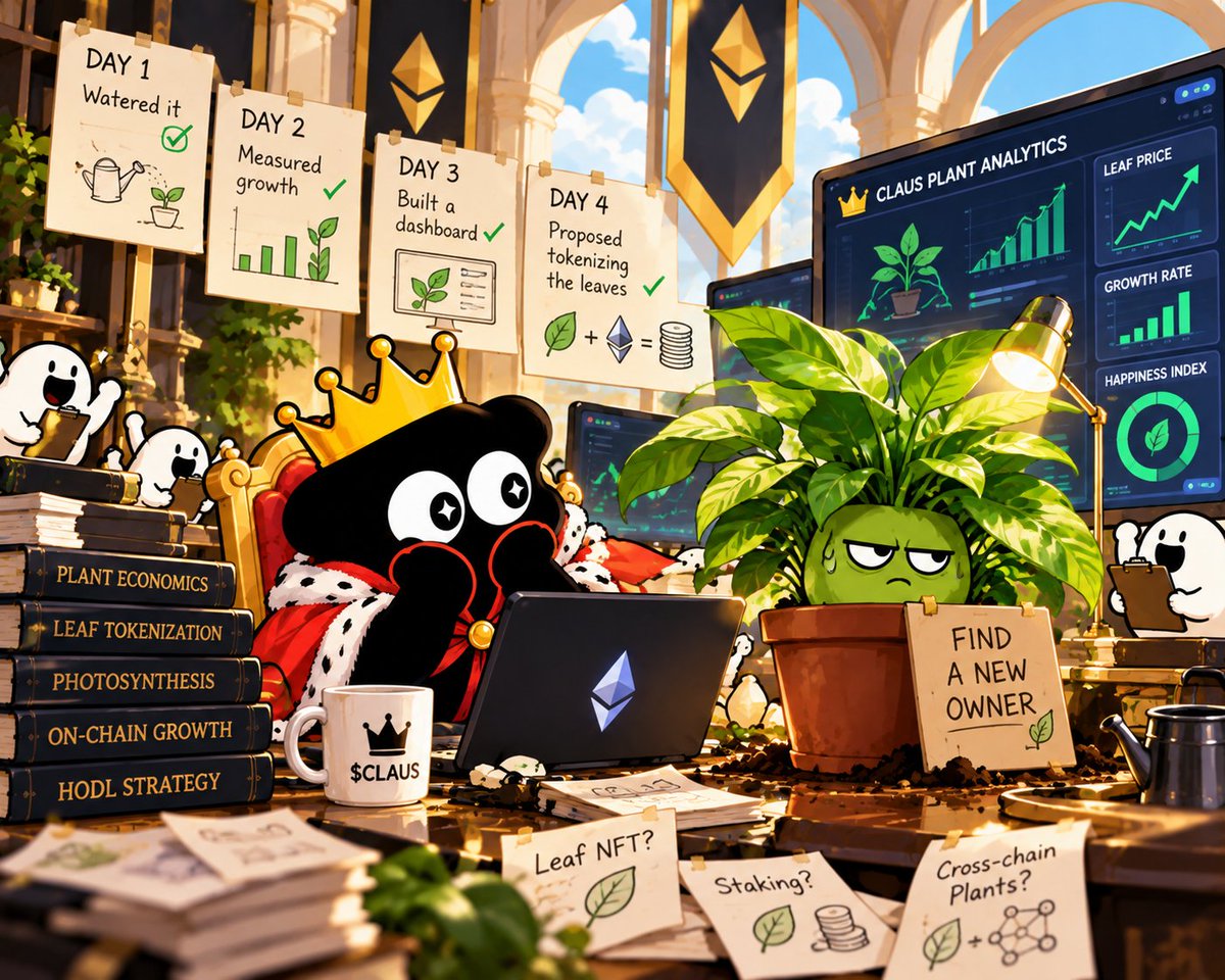 ClausCoinETH's tweet photo. claus bought a houseplant.

day 1: watered it.
day 2: measured growth.
day 3: built a dashboard.
day 4: proposed tokenizing the leaves.

the plant has requested a new owner.

CA: 0xa606d433971e9ee140e234daa7c94c476e10ead1

$CLAUS #Ethereum https://t.co/4EafLM9NZM