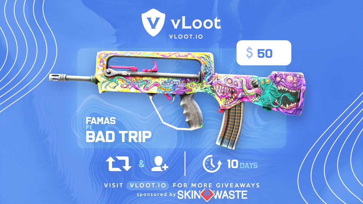 vloot_io's tweet photo. CSGO / CS2 FAMAS Bad Trip Giveaway ($50) 🎁

✅ Follow @skinwaste &amp; @vloot_io
✅ Like, Retweet and Tag 1 friend

Winner drawn in 10 days, good luck 🥰 https://t.co/5zUk2E3nMR