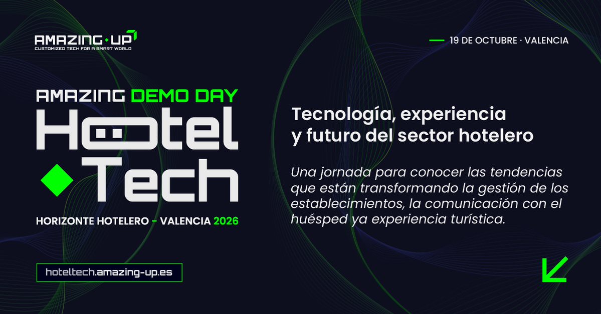 ThinkTur's tweet photo. ¡Llega Amazing Hotel Tech de la mano de @_amazingup! 

Esta jornada se celebrará el 19 de octubre en Las Naves (Valencia), donde se hablará sobre tecnología, inteligencia artificial y futuro del sector hotelero. 🌏

Más información 👉 https://t.co/SAbiaNslXl https://t.co/NPJqhL1vaU