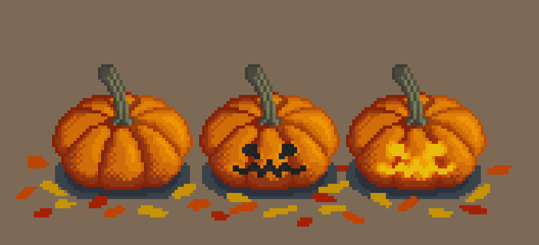 Fallwishe's tweet photo. Pumpkins~ 
#WeeklyPixels #pixelart https://t.co/Ngl4jBfNtW