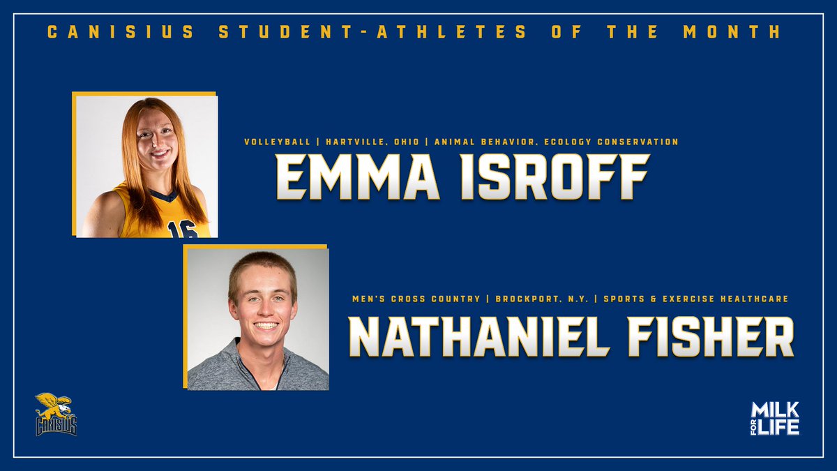 GoGriffs's tweet photo. Congratulations to @GriffVolleyball Emma Isroff and @GriffsRun Nathaniel Fisher on being named the @UpstateFarms Milk for Life Student-Athletes of the Month for September!  

📰 - https://t.co/Hl0UCwOrAH

#Griffs https://t.co/WFb3GnnsEt