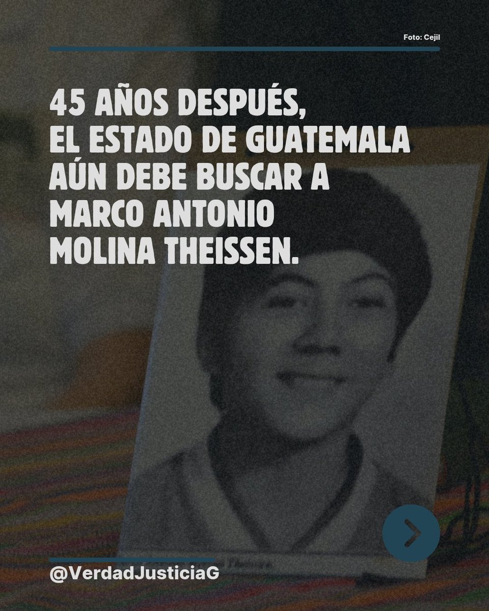 VerdadJusticiaG's tweet photo. 45 años después, la búsqueda continúa.

Marco Antonio Molina Theissen tenía 14 años cuando fue secuestrado.

La Corte IDH ordenó al Estado de Guatemala buscarlo y localizarlo.

Marco Antonio debe ser encontrado. https://t.co/NRR8ASZW97