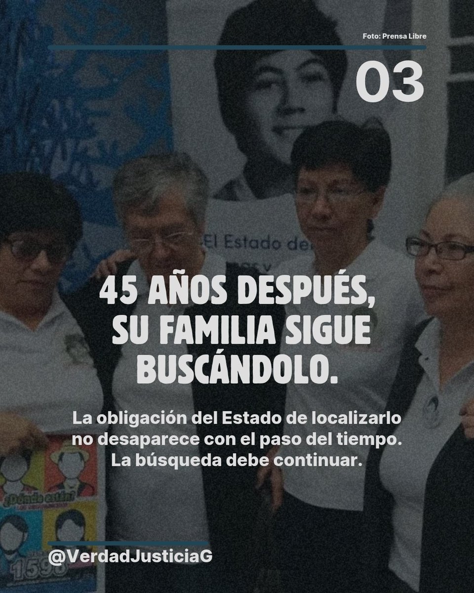 VerdadJusticiaG's tweet photo. 45 años después, la búsqueda continúa.

Marco Antonio Molina Theissen tenía 14 años cuando fue secuestrado.

La Corte IDH ordenó al Estado de Guatemala buscarlo y localizarlo.

Marco Antonio debe ser encontrado. https://t.co/NRR8ASZW97
