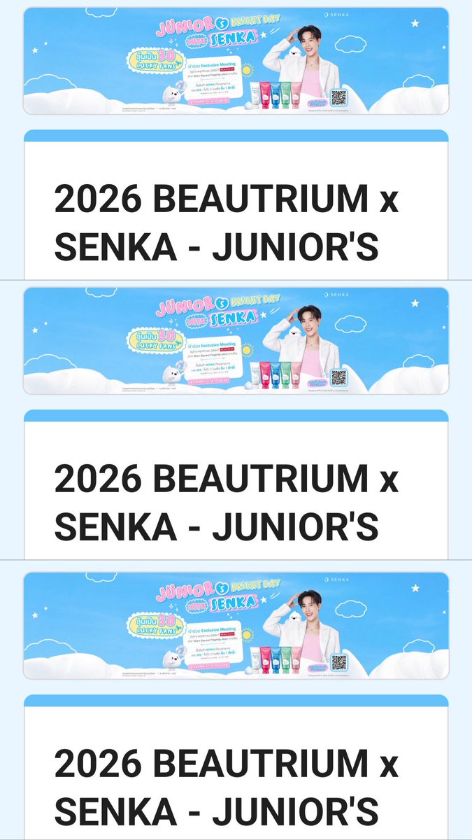 ppraew_ntp's tweet photo. ถ้าได้ Lucky fan งาน BEAUTRIUM x SENKA 'Junior’s Bright Day with SENKA'🙏🏻✨🍀

แจกโฟมล้างหน้า SENKA - 2 หลอด
(สุ่มรี)‼️ (1คน/1หลอด)

#SENKABrightwithJunior 
#SENKAThailand 
#BEAUTRIUM15thxSenka 
#theBEAUTRIUM https://t.co/4jD1usmoBO
