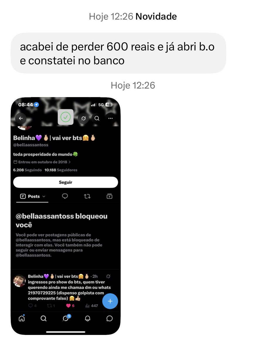 kimseokjinbtsr's tweet photo. ALERTA GOLPE 🚨🚨🚨🚨🚨 

Gente pelo amor de Deus, tomem cuidado!!!! Os golpes estão em massa agora‼️‼️‼️‼️

existem várias formas de vocês conseguirem visualizar golpista ‼️‼️‼️ https://t.co/jixAYc2gfw